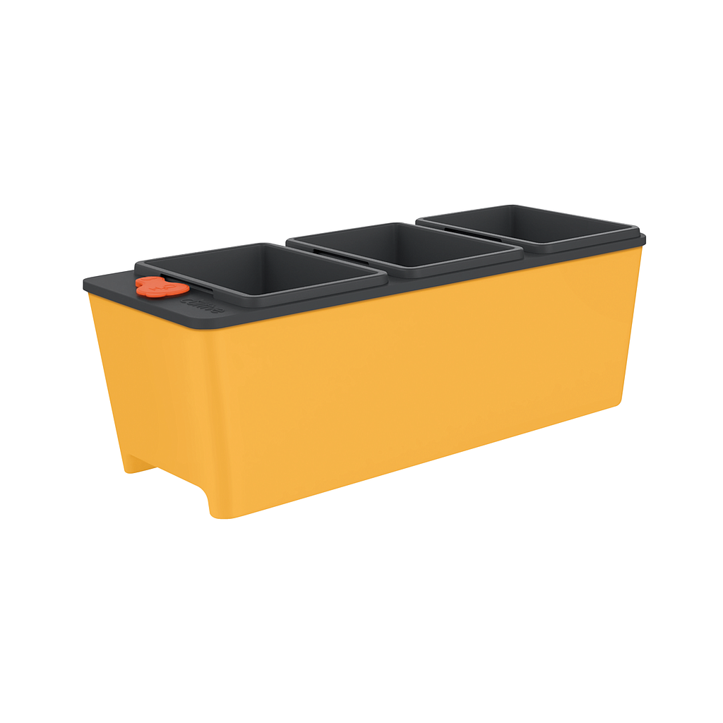 [78134607] MACETA AUTOIRRIGABLE TRIPLE AMARILLA, 10.5 L, EMBALAJE DE REGALO
