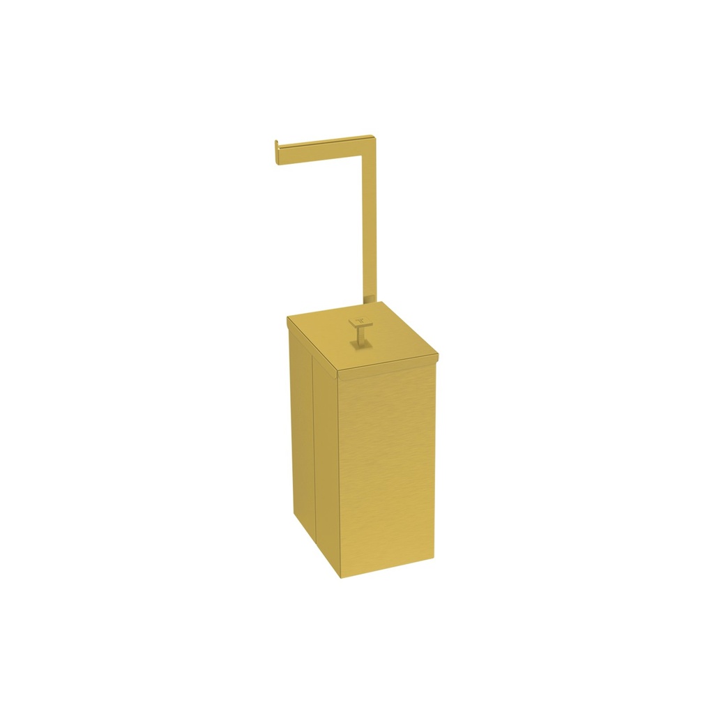 BASURERO GOLD EN ACERO INOX 5,5 L. CON SOPORTE PARA PAPEL HIGIENICO LUZ