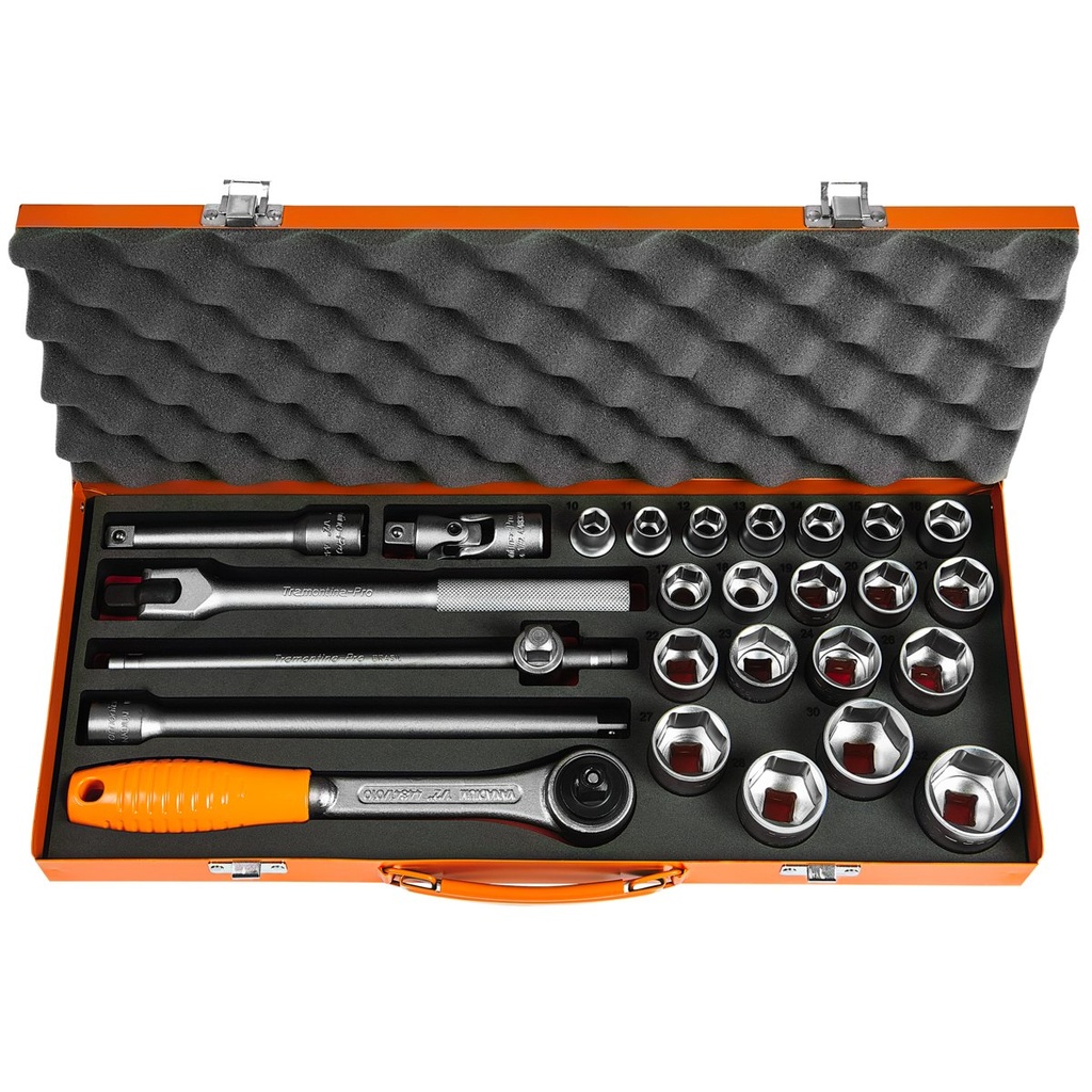 [44831427] MALETIN CON DADOS HEXAGONALES Y ACCESORIOS 1/2" MILIMETROS - 27 PIEZAS