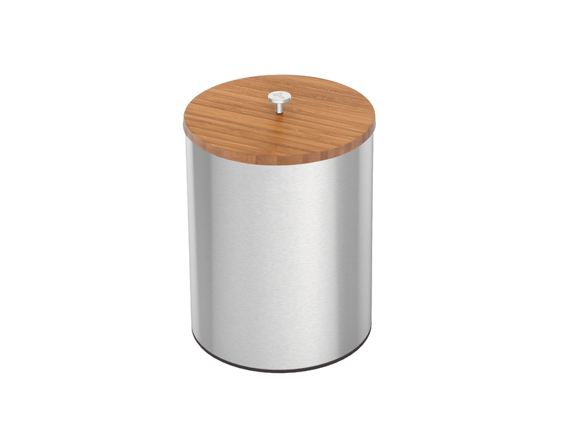 [94540074] BASURERO INOX C/TAPA DE BAMBU UTIL