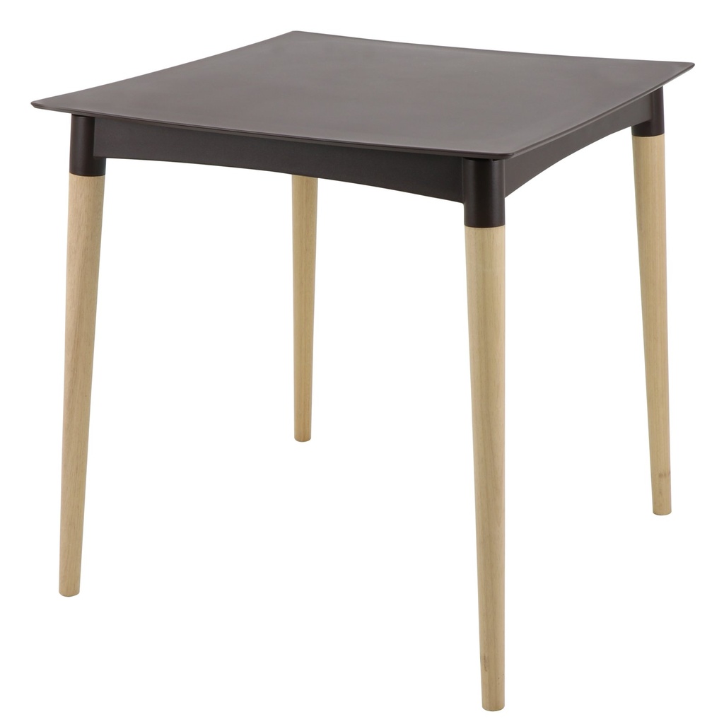 MESA DIANA EN POLIPROPILENO MARRON CON PATAS DE MADERA