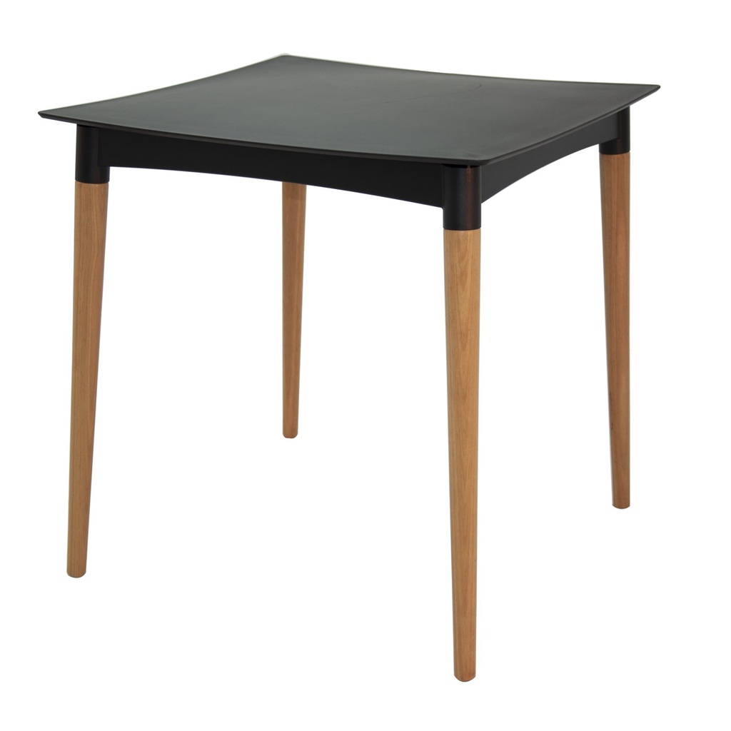 [92353009] MESA DIANA EN POLIPROPILENO NEGRO CON PATAS DE MADERA