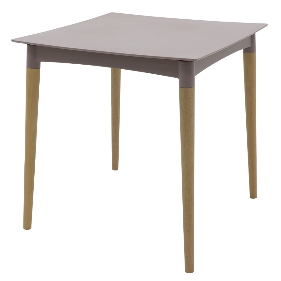 MESA DIANA EN POLIPROPILENO TAUPE CON PATAS DE MADERA