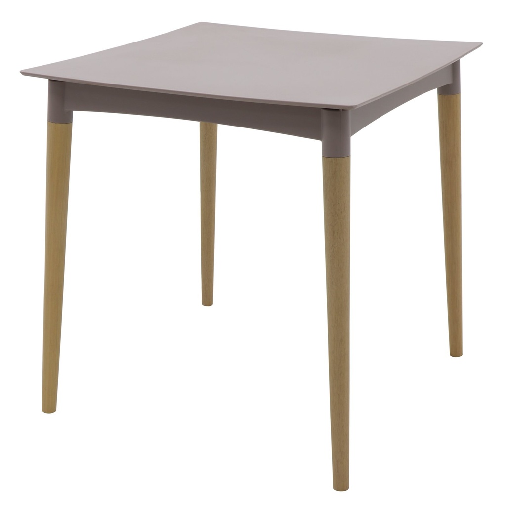 [92353210] MESA DIANA EN POLIPROPILENO TAUPE CON PATAS DE MADERA