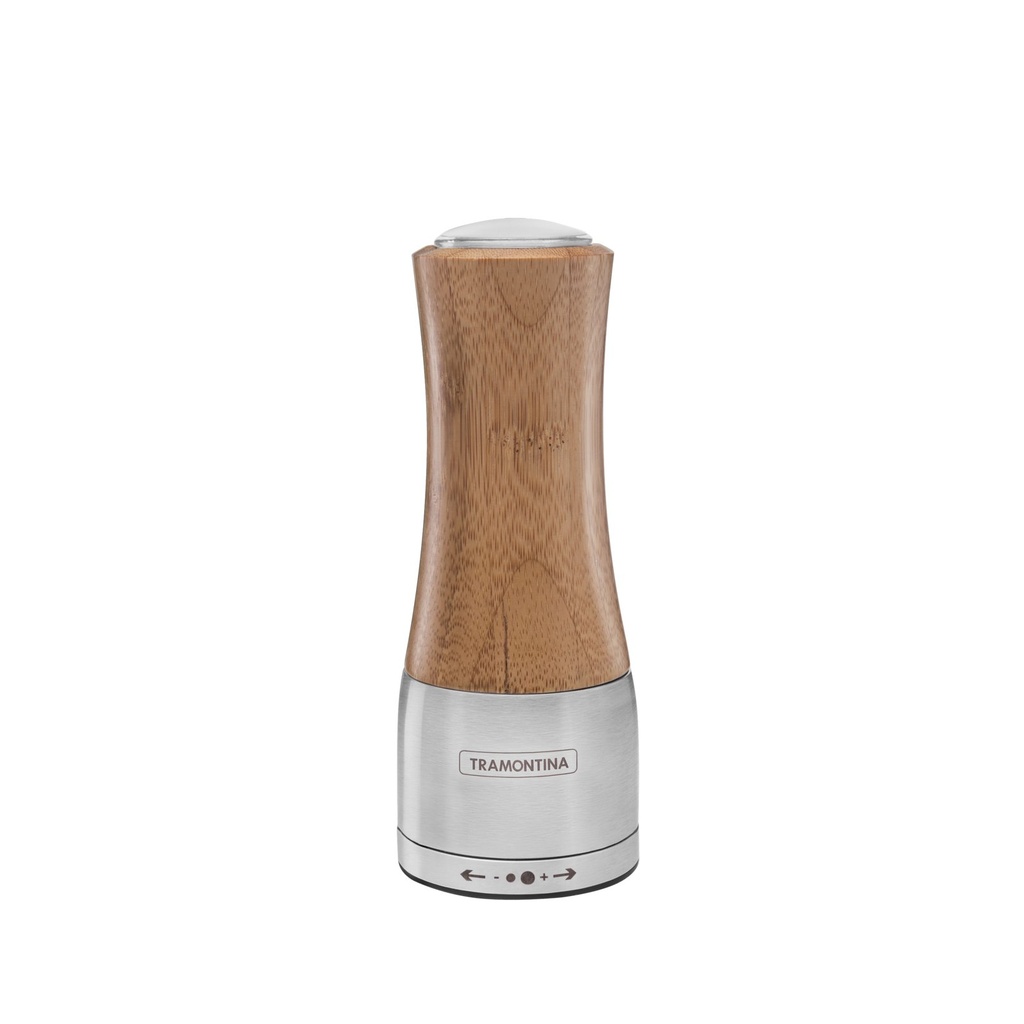 MOLINLLO DE BAMBU Y ACERO INOXIDABLE PARA SAL O PIMIENTA REALCE 