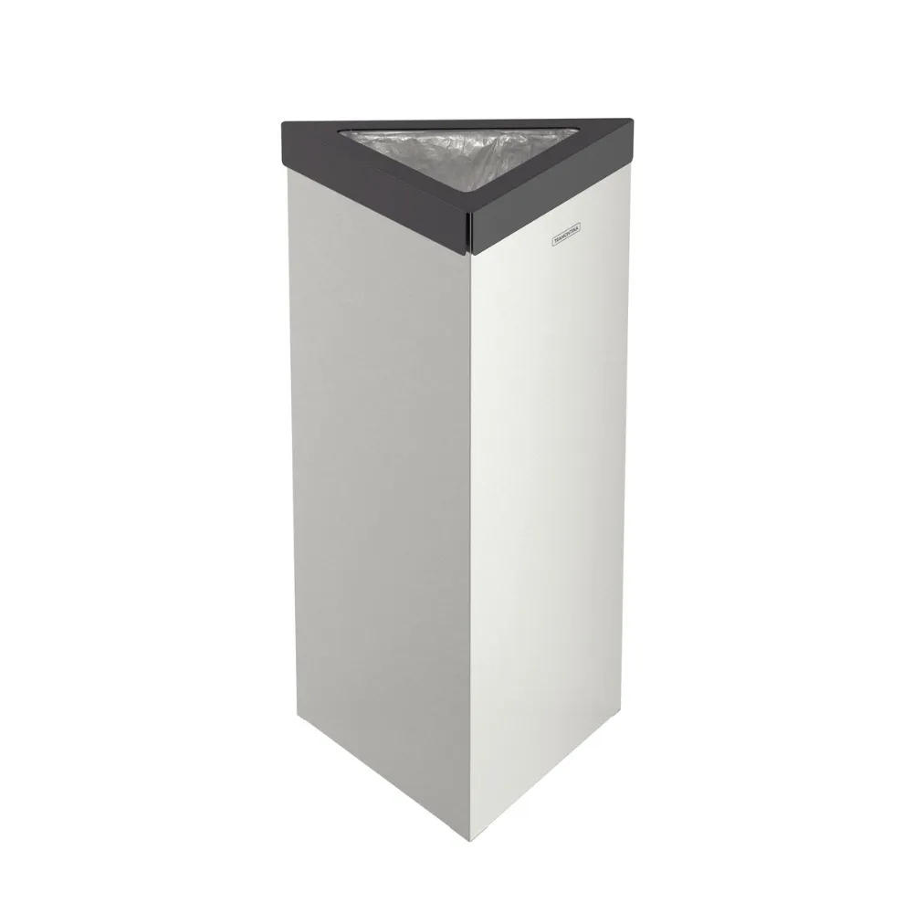BASURERO TERNI 50 L., TRIANGULAR, EN ACERO INOX.