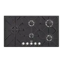 PLACA DE COCCION A GAS GLASS PENTA FULL BLACK 5GG, EN VIDRIO TEMPLADO, REJILLAS DE HIERRO FUNDIDO, DESIGN COLLECTION, 90X51 CM.