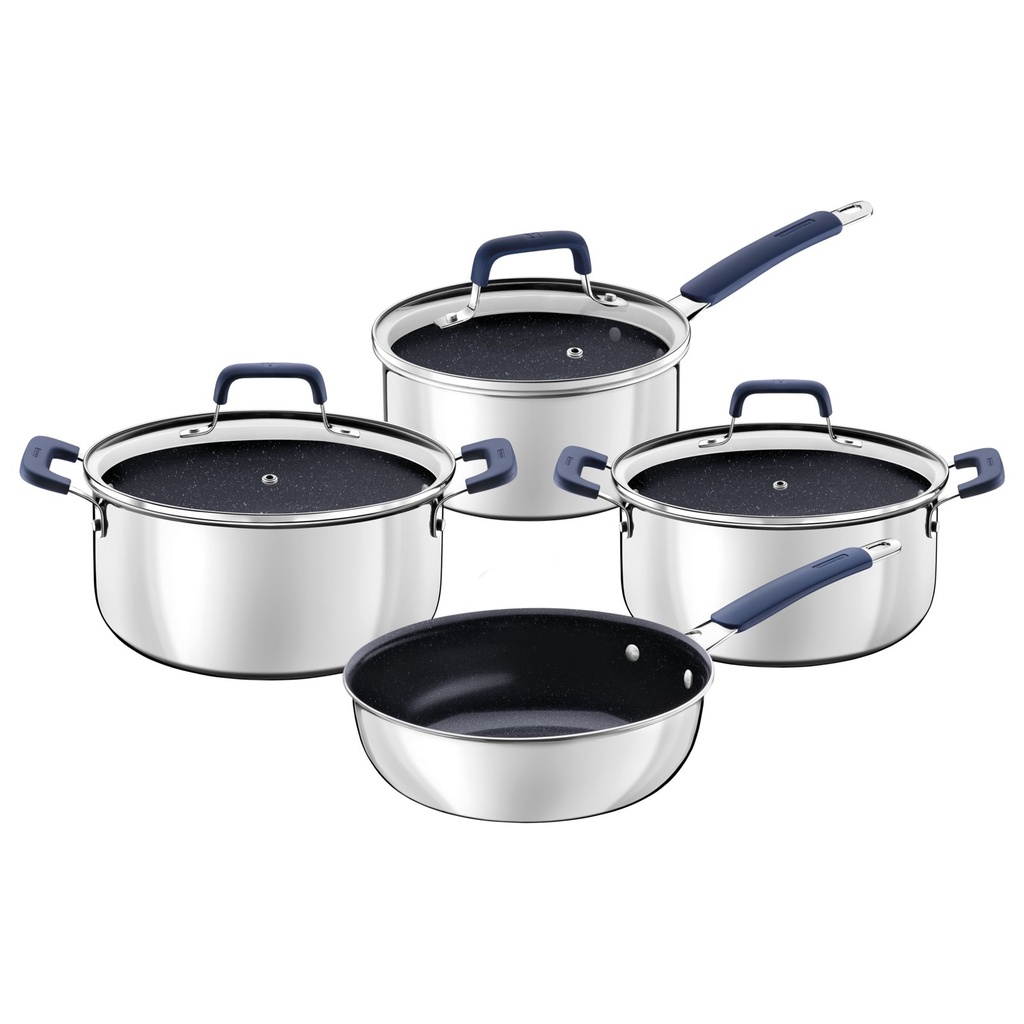 JUEGO DE OLLAS EN ACERO INOX REVESTIMIENTO CERAMICO 4 PIEZAS ROMAGNA