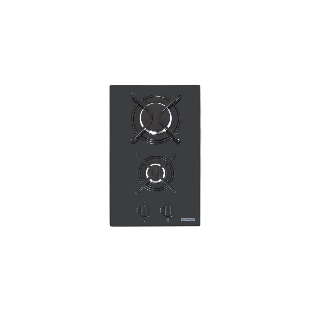 [94702221] COCINA ENCIMERA DOMINO 2GG, PERFECTA, EN VIDRIO TEMPLADO NEGRO, 50X30 CM