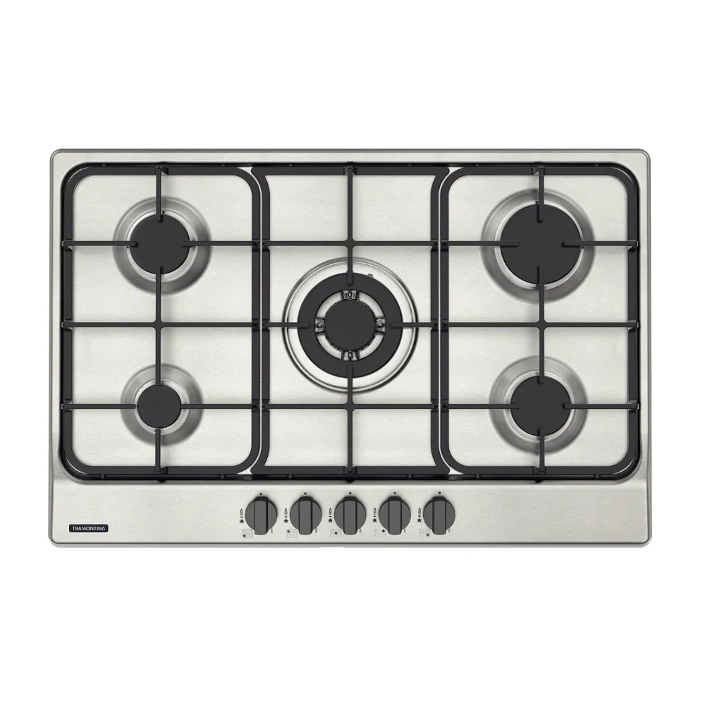 COCINA ENCIMERA NEW PENTA 5GX TRI 75, REJILLAS DE HIERRO FUNDIDO, CON TRIPLE LLAMA, EN ACERO INOX., 75X50 CM.