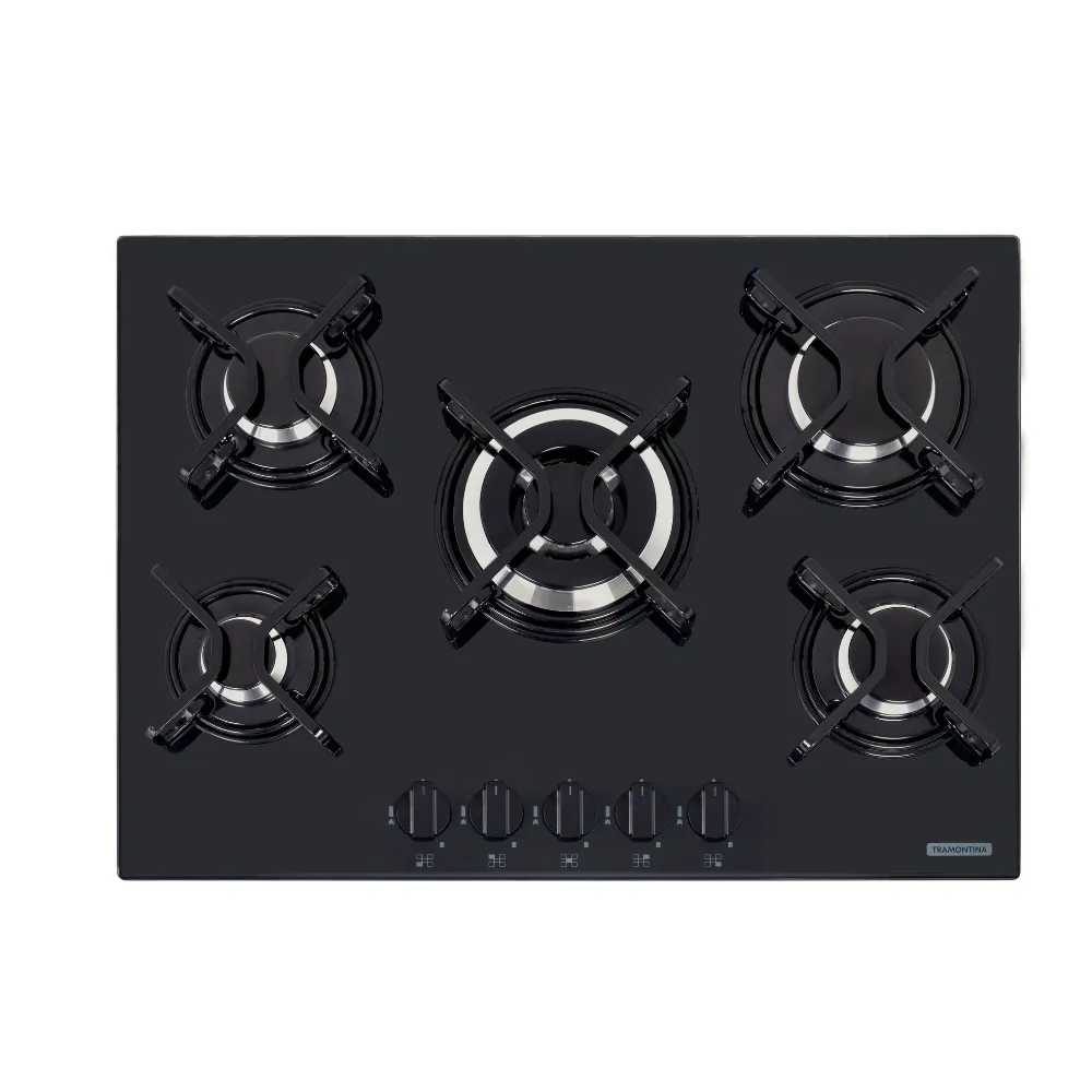 [94708221] COCINA ENCIMERA PENTA B 5GG TRI 70, PERFECTA, CON TRIPLE LLAMA, EN VIDRIO TEMPLADO NEGRO, 70X50 CM