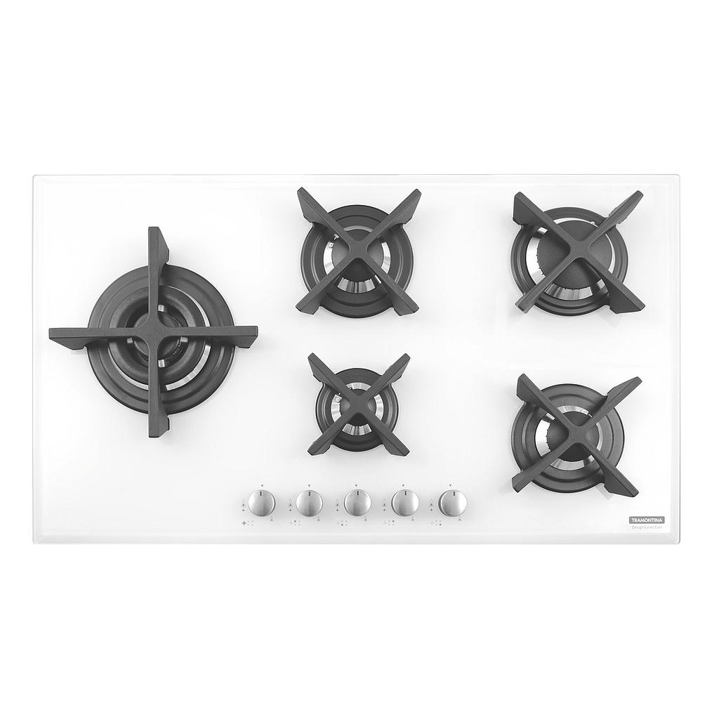 [94731164] PLACA DE COCCION PENTA GLASS FLAT WHITE 5GG W 90 SAFESTOP, DESIGN COLLECTION, EN VIDRIO TEMPLADO, 90X50 CM