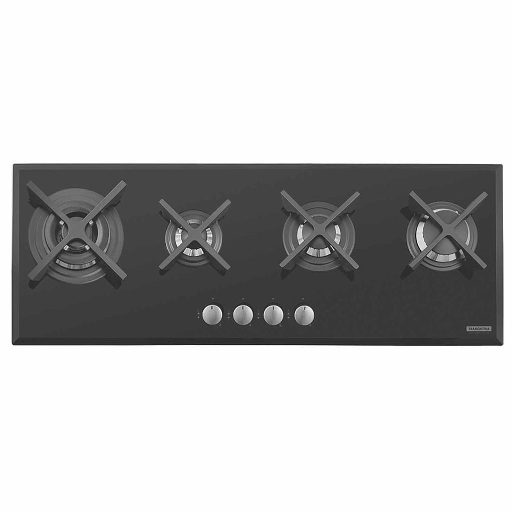 COCINA ENCIMERA SLIM GLASS FLAT BLACK 4GG B 100 SAFESTOP, DESIGN COLLECTION, EN VIDRIO TEMPLADO, 100X38 CM