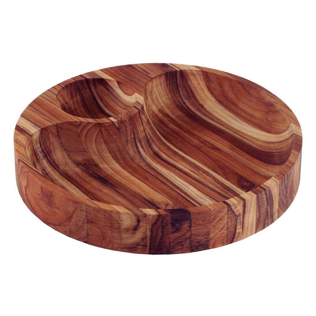 [13609351] PLATO PARA PICADAS DE MADERA TECA Ø31,5 CM. BBQ