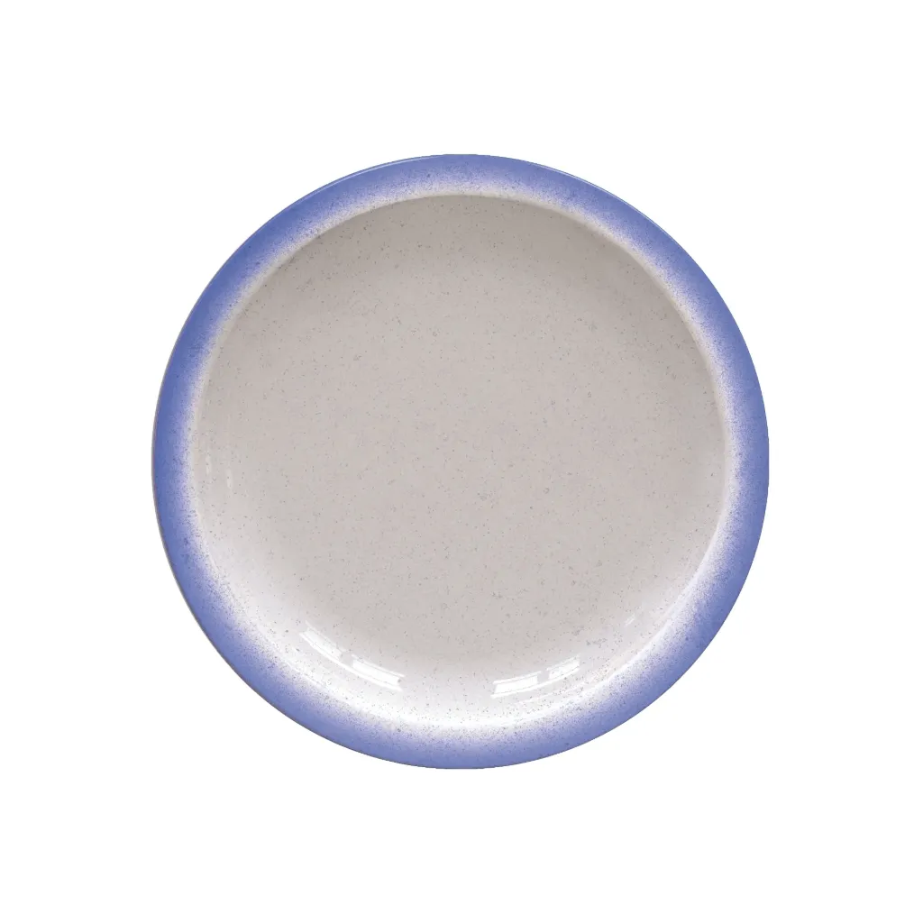 [96880000] PLATO RASO EN PORCELANA Ø28 CM. RUSTICO AZUL