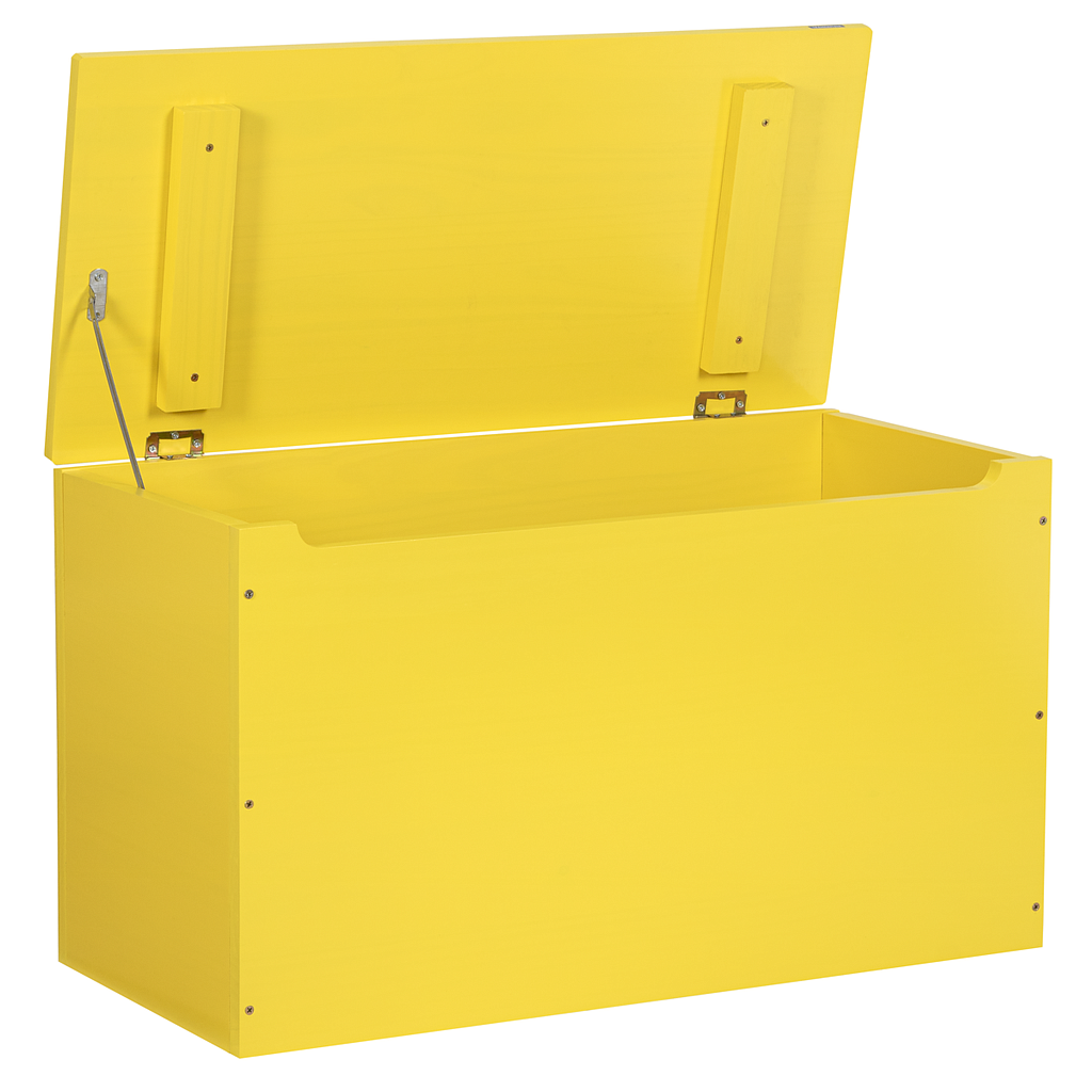 BAÚL MULTIUSO EN MADERA MACIZA CON ACABADO AMARILLO 74X34X42 CM.
