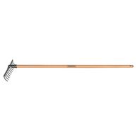 RASTRILLO CURVO LIVIANO, 12 DIENTES, MANGO DE MADERA 120 CM