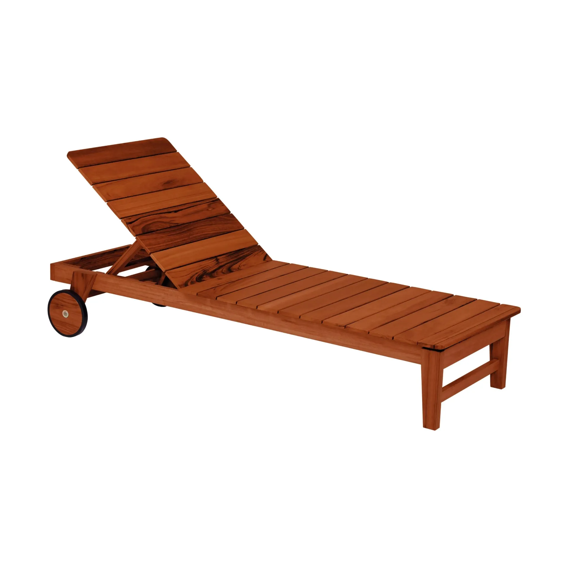 REPOSERA CON RUEDAS TOSCANA DE MADERA MUIRACATIARA ACABADO ECOCLEAR PARA EXTERIOR