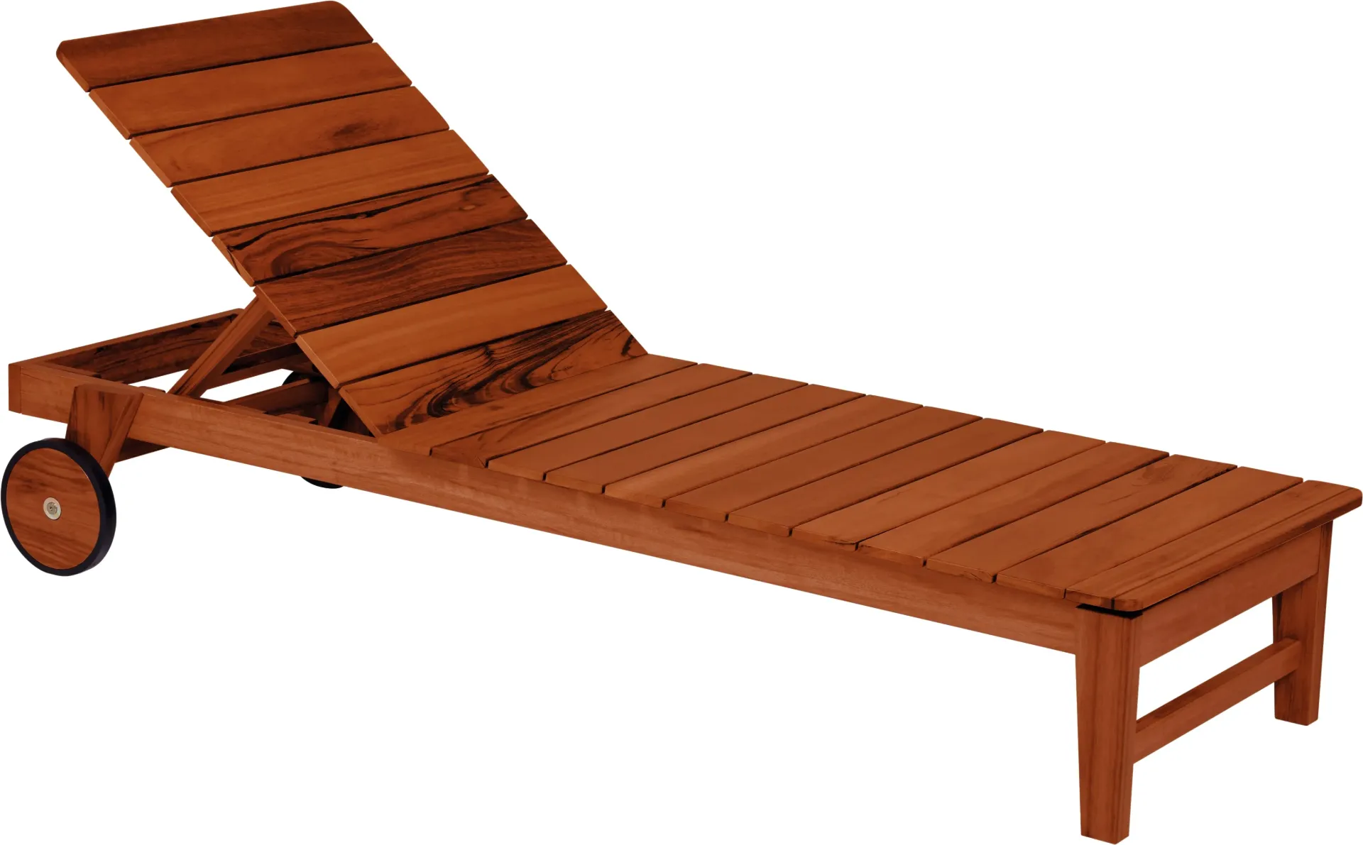 REPOSERA CON RUEDAS TOSCANA DE MADERA MUIRACATIARA ACABADO ECOCLEAR PARA EXTERIOR