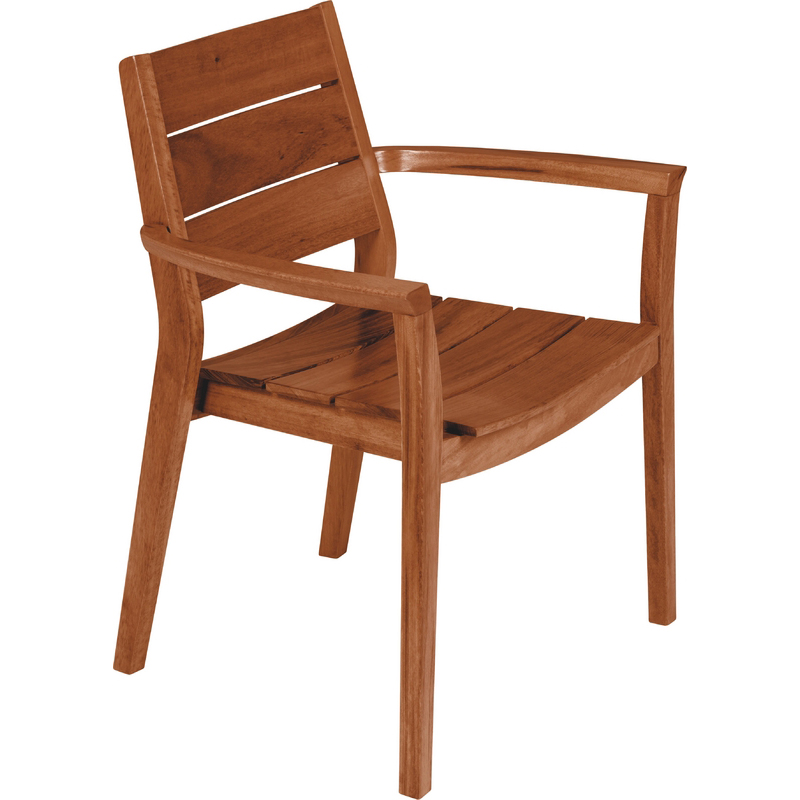SILLA CON BRAZOS TOSCANA DE MADERA MUIRACATIARA ACABADO ECOCLEAR PARA EXTERIOR