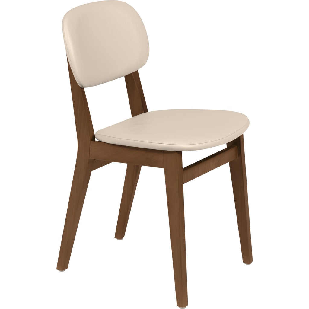 SILLA LONDON DE MADERA ALMENDRA CON TAPIZADO BEIGE