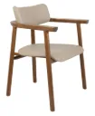 SILLA MARUJA RITMO CON BRAZOS EN MADERA TAUARI CON TAPIZADO BEIGE