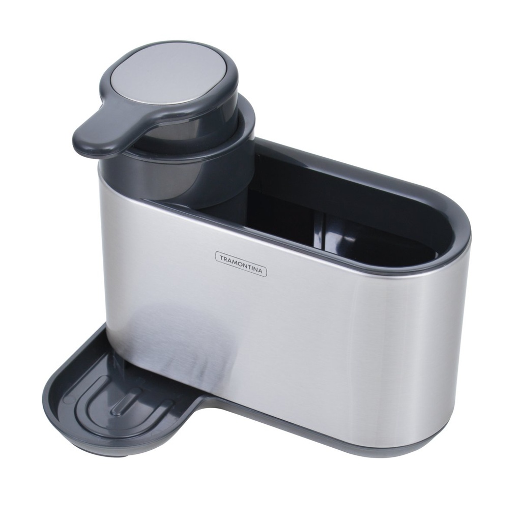 SOPORTE PARA ESPONJA CON DISPENSADOR DE JABON EN ACERO INOXIDABLE
