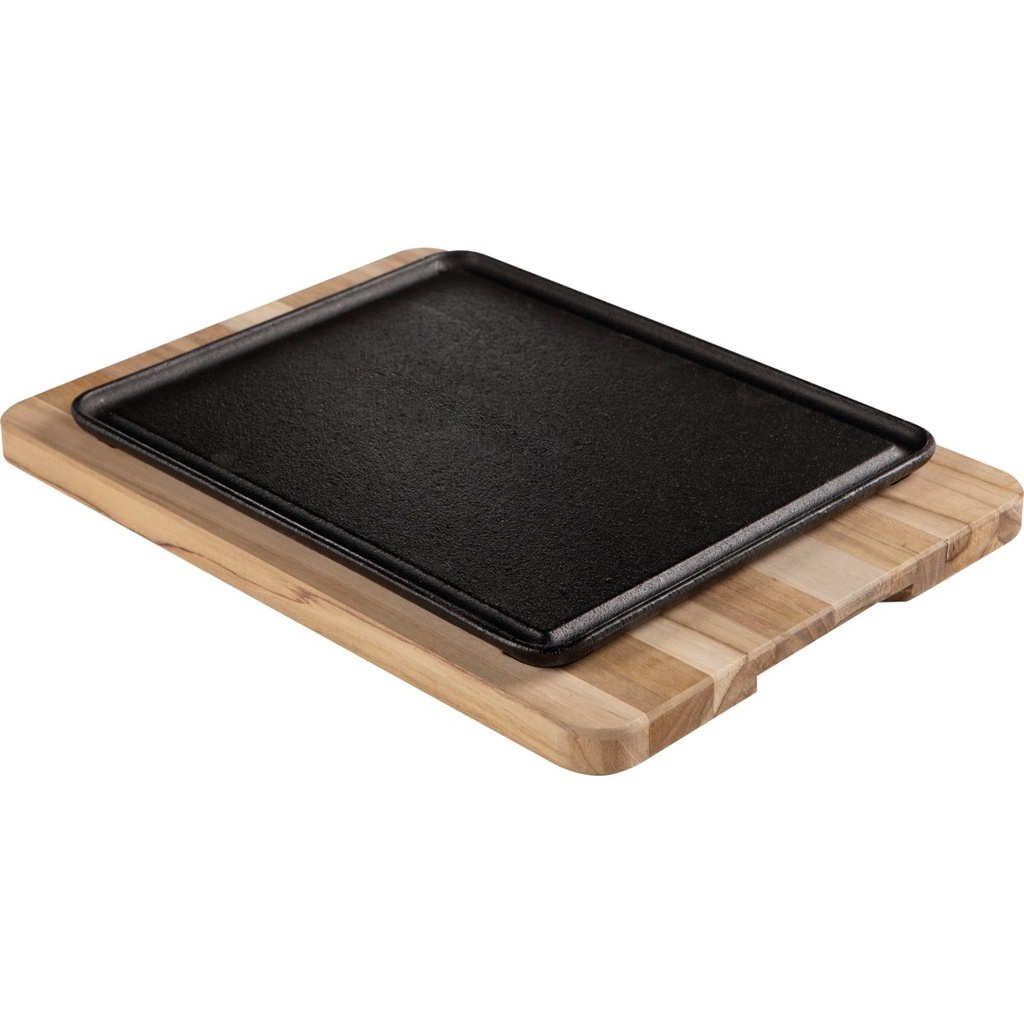 [10239684] TABLA C/ PLACA DE HIERRO RECTANGULAR 35X25 CM CHURRASCO (Madera Tropical)