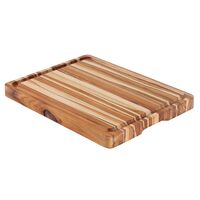 TABLA CON ASA Y RANURA DE MADERA TECA 50X38 CM BBQ