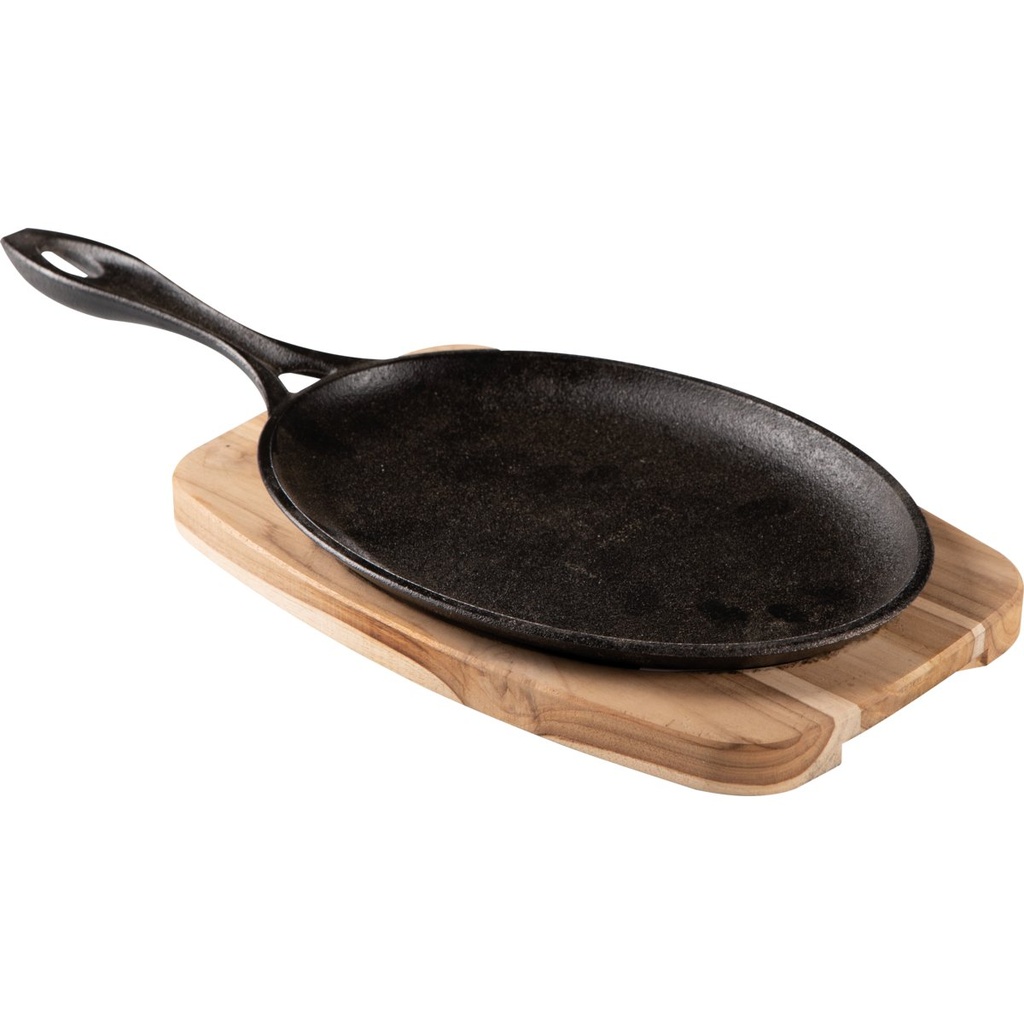 TABLA OVAL 30X18 CM. CON SARTEN DE HIERRO CHURRASCO