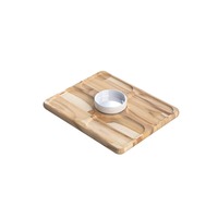 TABLA PARA PICADITAS CON 1 POTE DE PORCELANA 29x25 CM. CHURRASCO