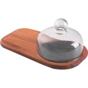 TABLA PARA QUESO 32X19 CM. CON PIEDRA Y TAPA DE CRISTAL