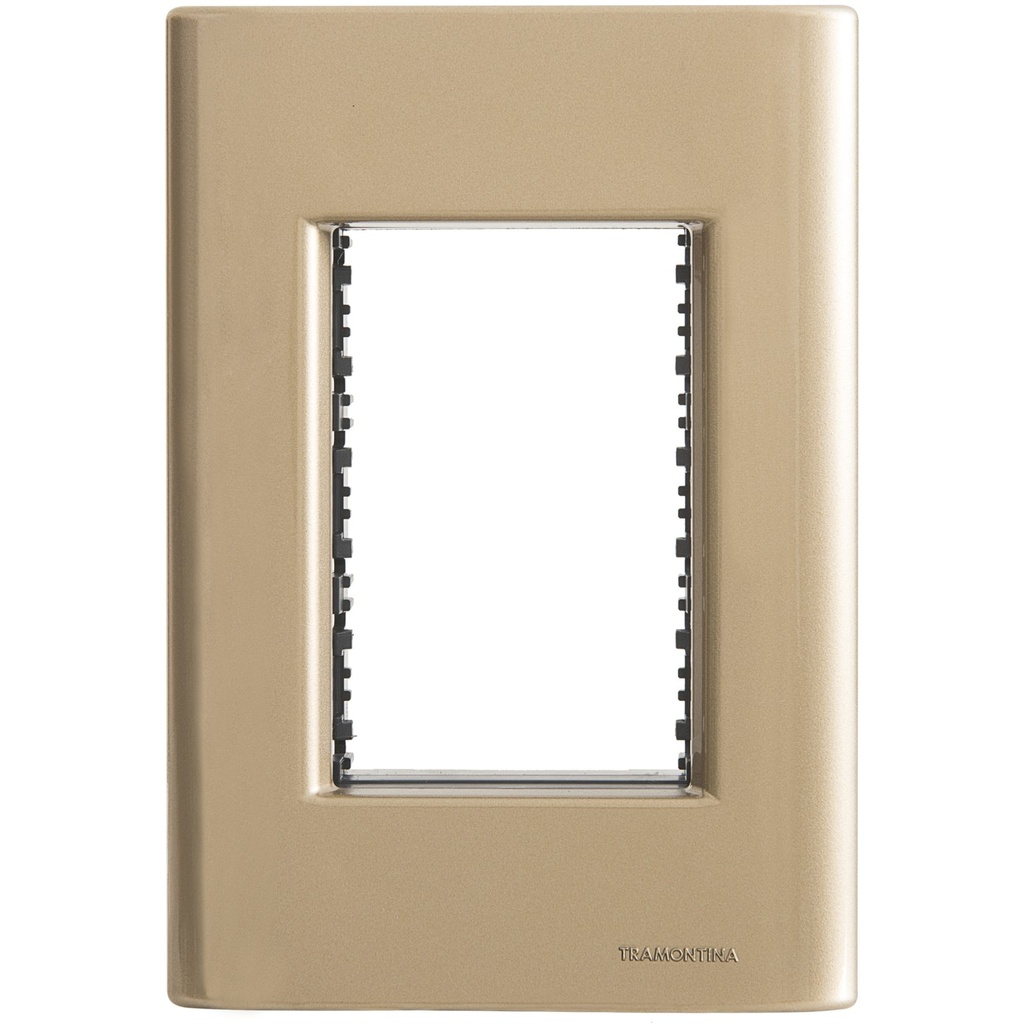[57200069] TAPA 3 PUESTOS 4X2 ORO METALIZADO SOFT TOUCH