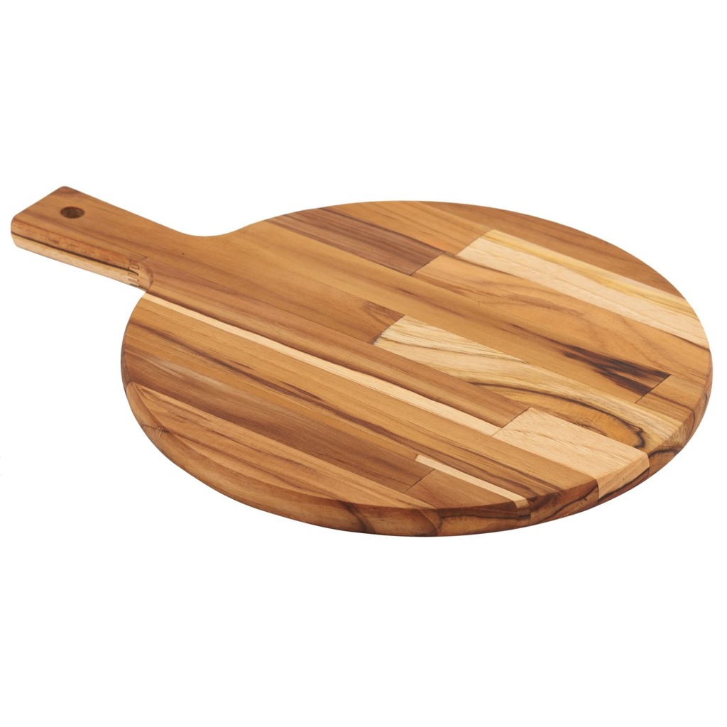 [13278351] Tabla redonda  en madera Teca con mango 40x28 cm