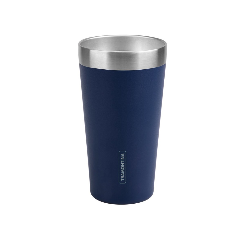 VASO TERMICO EN ACERO INOX AZUL SIN TAPA 0,42L. EXATA
