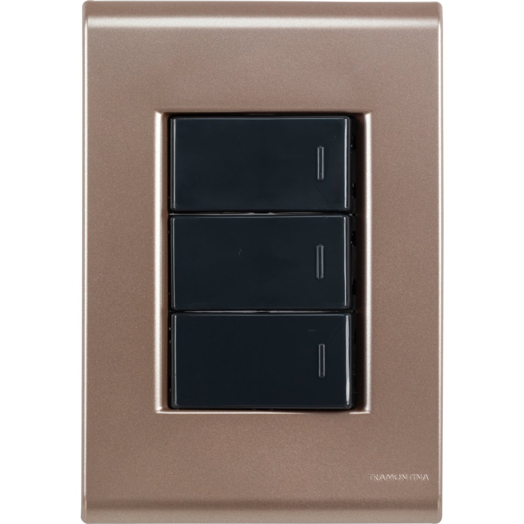 CONJUNTO ARMADO 3 INTERRUPTORES SIMPLE 10A 250V ORO VIEJO LIZ (Grafito)