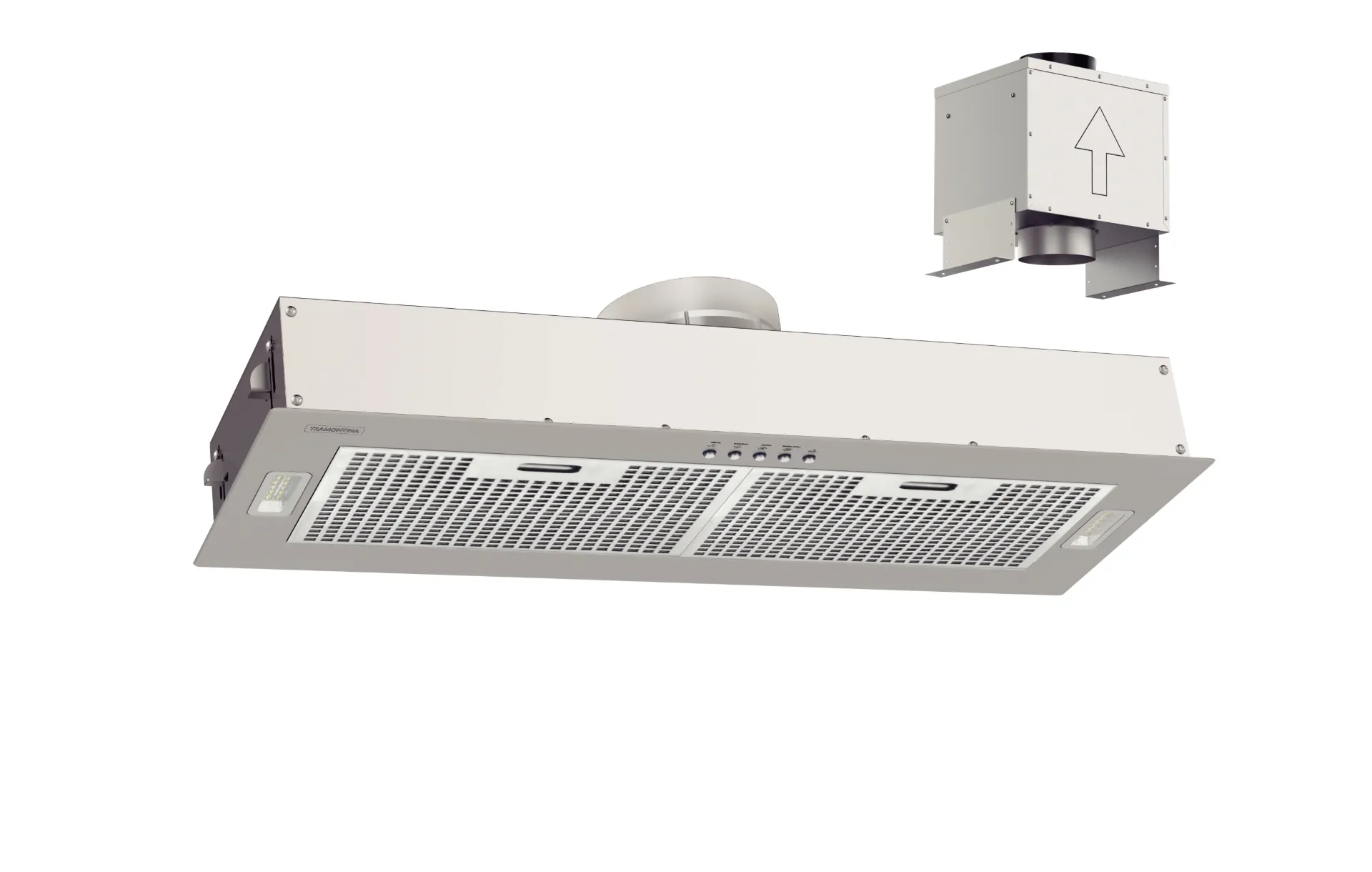 [95800025] CAMPANA DE EMPOTRAR INCASSO SPLIT 75, PERFECTA, EN ACERO INOX., CON MOTOR EXTERNO, 75 CM