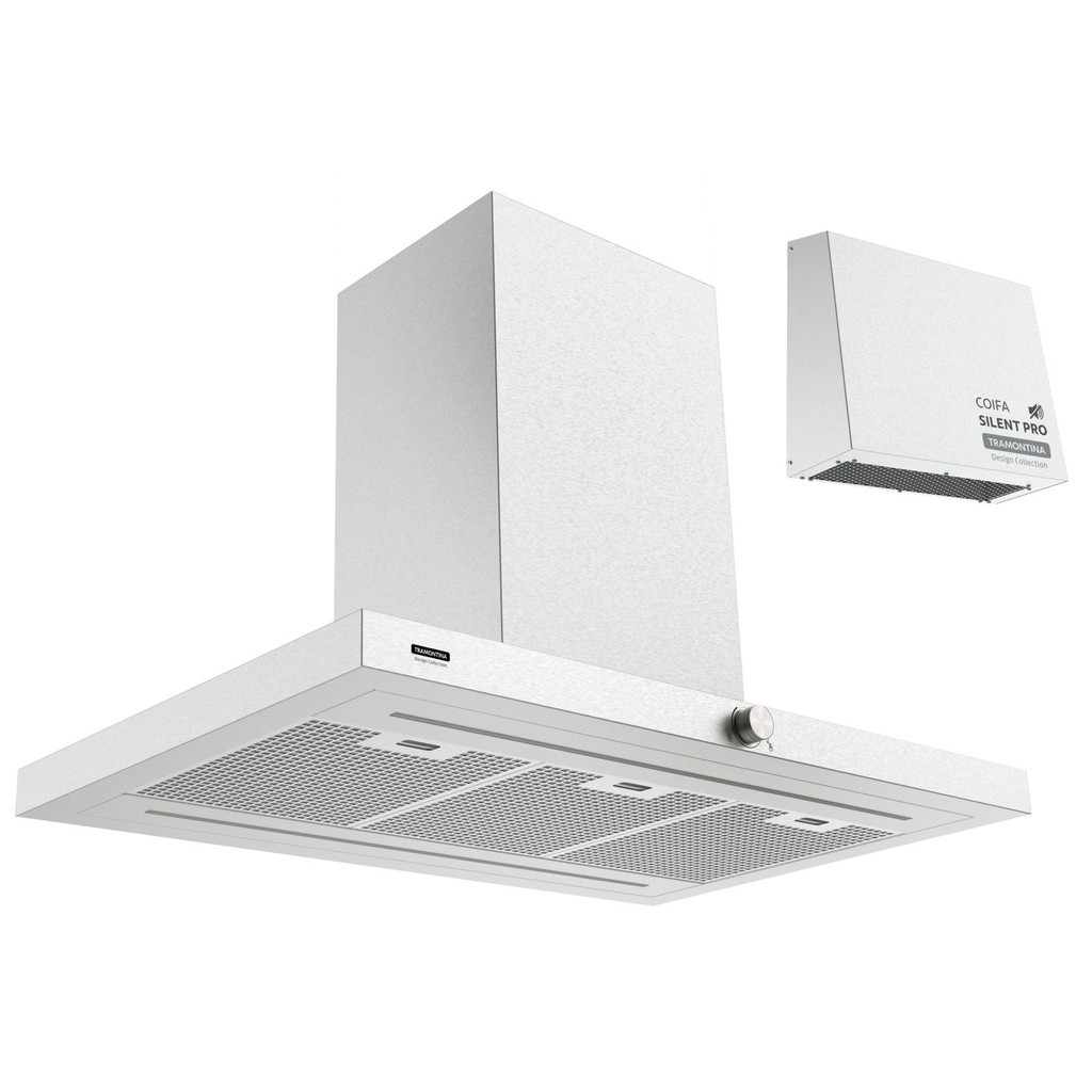 CAMPANA DE ISLA DRITTA SILENT PRO 90, EN ACERO INOXIDABLE.CON MOTOR PARA EXTERIOR