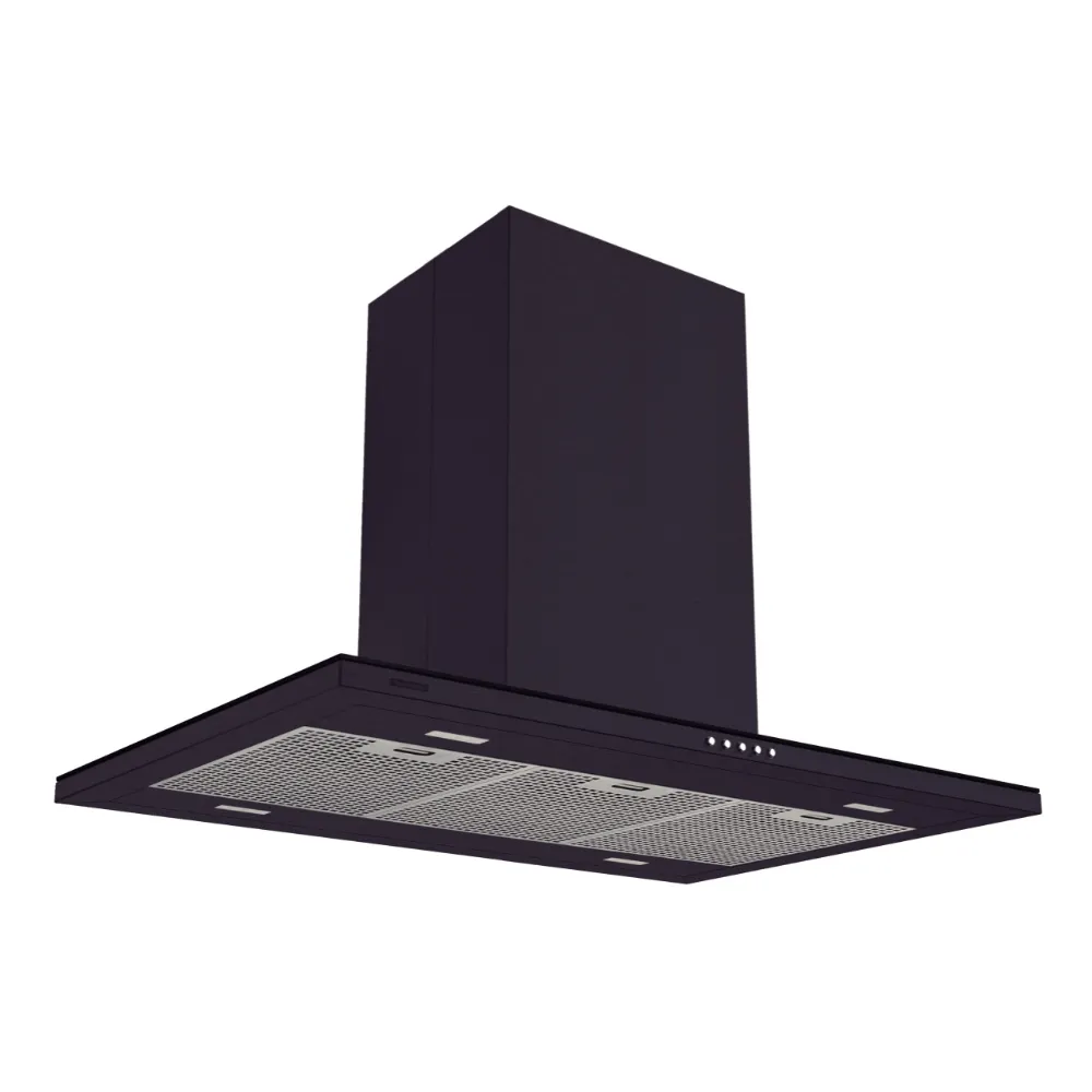 [95800040] CAMPANA DE ISLA SLIM 90 BLACK STEEL