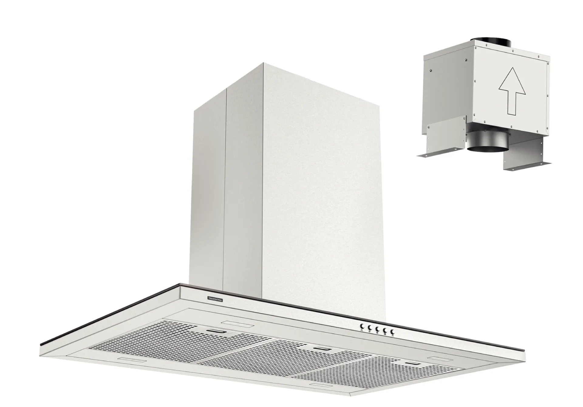 CAMPANA DE ISLA SLIM 90 EN ACERO INOX SCOTCH BRITE, CON MOTOR EXTERNO