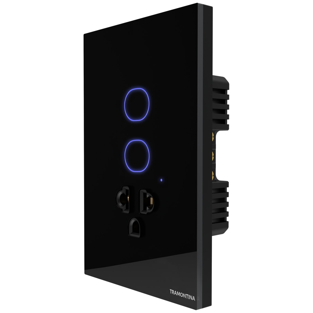 INTERRUPTOR SMART DOBLE + 1 TOMA 15A NEGRO