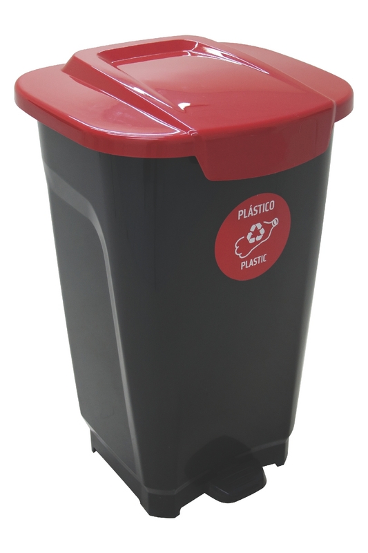 [92813409] BASURERO 50 L NEGRO TAPA ROJA T-FORCE