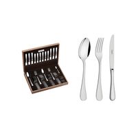 JUEGO DE CUBIERTOS EN ACERO INOXIDABLE CON CAJA DE MADERA DE LUJO 42 PIEZAS CLASSIC