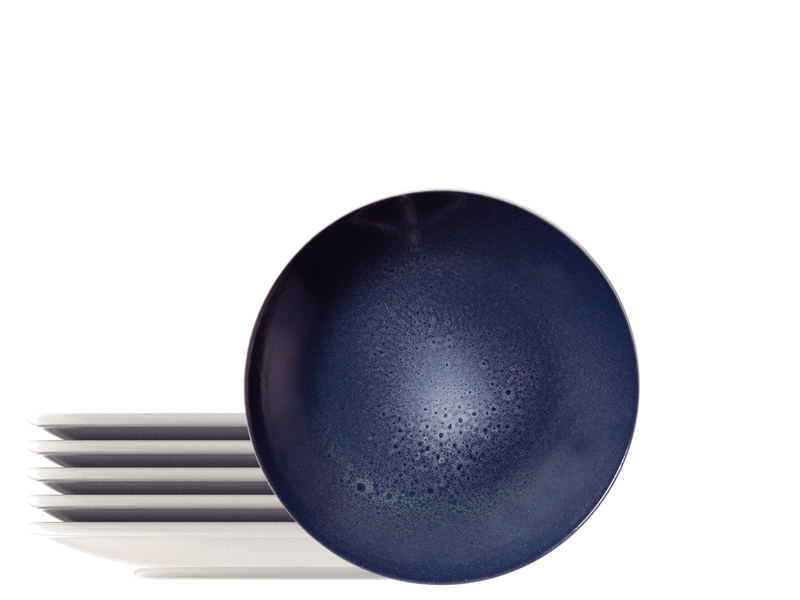 [96950151] JUEGO DE PLATOS DE POSTRE DE PORCELANA Ø21CM. 6 PIEZAS TOPAZIO