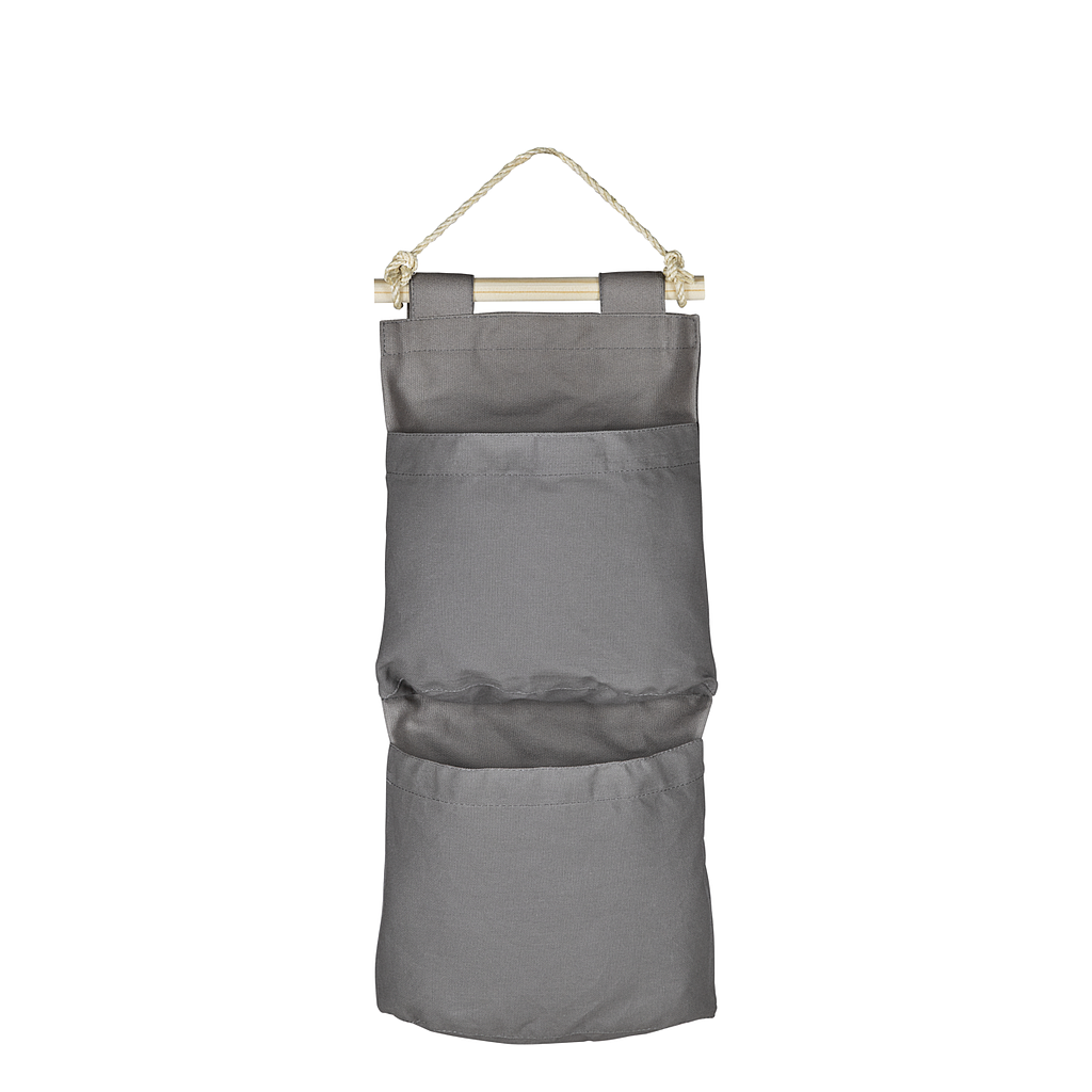 [91751023] ORGANIZADOR DE PARED EN LONA GRIS CON DOS BOLSILLOS Y CUERDA PARA COLGAR