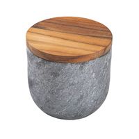 [13518051] SALERO DE PIEDRA JABON CON TAPA DE MADERA Ø11,5 CM. CONCRETA