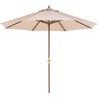 SOMBRILLA PLEGABLE DE POLIESTER BEIGE Ø2,7 M. CON ESTRUCTURA DE MADERA