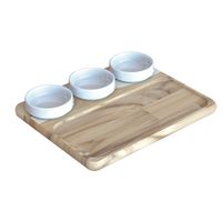 [10239711] TABLA PARA PICADITAS CON 3 POTES DE PORCELANA 29X30 CM. CHURRASCO