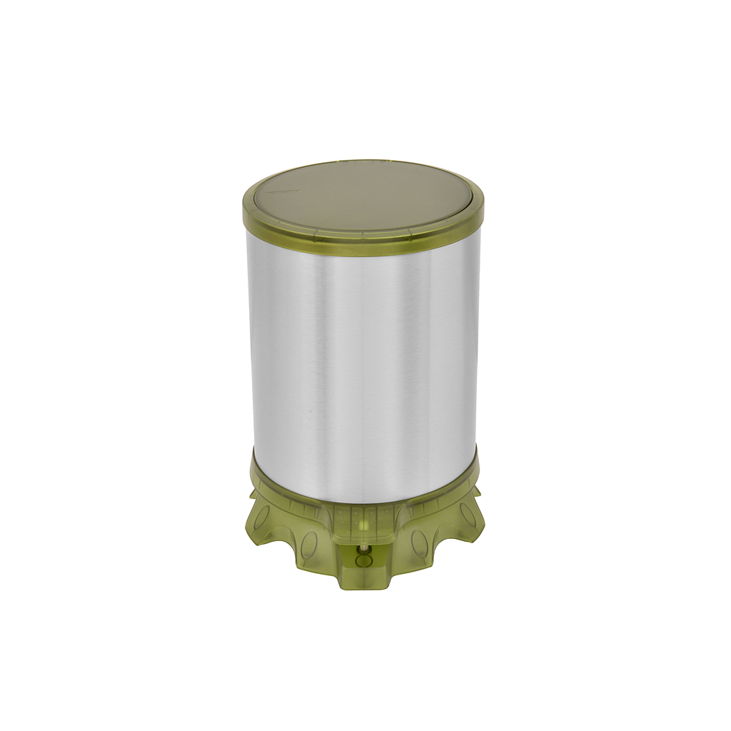 BASURERO EN ACERO INOX CON TAPA VERDE 5 L. SOFIE