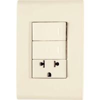 CONJUNTO ARMADO 2 INTERRUPTORES SIMPLE + TOMACORRIENTE 2P+T BEIGE LIZ